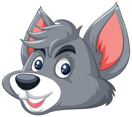 Illustration for Vector graphic of a smiling grey cartoon dog - Royalty Free Image
