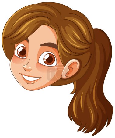 Illustration for Vector illustration of a smiling young girl's face. - Royalty Free Image