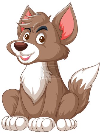 Téléchargez les illustrations : Illustration vectorielle d'un chien brun souriant - en licence libre de droit