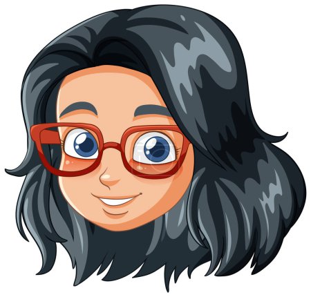 Illustration for Cheerful young girl with glasses, vector illustration. - Royalty Free Image