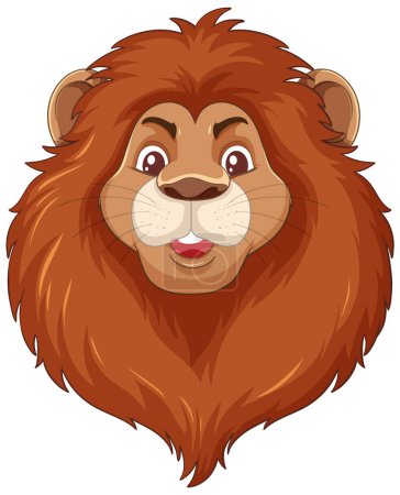 Téléchargez les illustrations : Illustration vectorielle d'une tête de lion souriante - en licence libre de droit