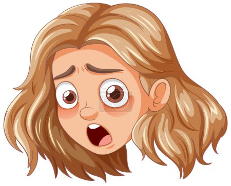 Illustration for Vector illustration of a girl with a shocked face. - Royalty Free Image