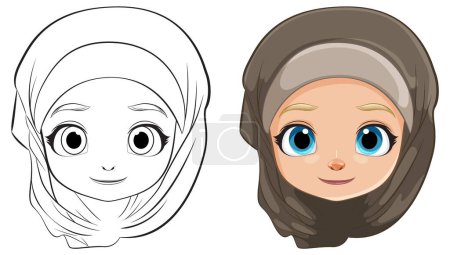 Téléchargez les illustrations : Deux styles de fille portant un hijab - en licence libre de droit