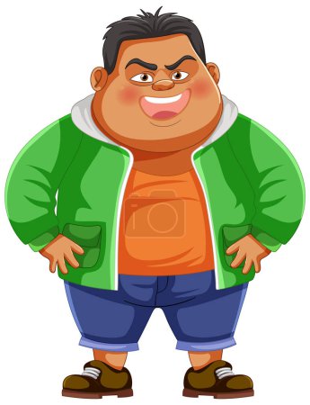 Illustration for Illustration of a smiling, bulky cartoon man - Royalty Free Image