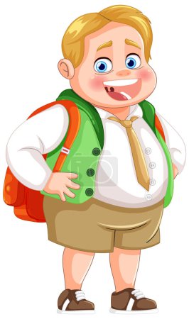 Cheerful young boy with backpack smiling
