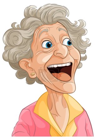 Téléchargez les illustrations : Illustration vectorielle d'une heureuse femme âgée souriante. - en licence libre de droit