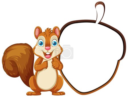 Téléchargez les illustrations : Mignon personnage de dessin animé écureuil tenant un signe vide. - en licence libre de droit