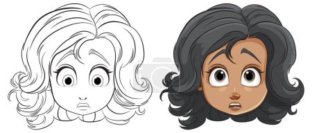 Illustration for Two cartoon faces showing expressions of surprise - Royalty Free Image