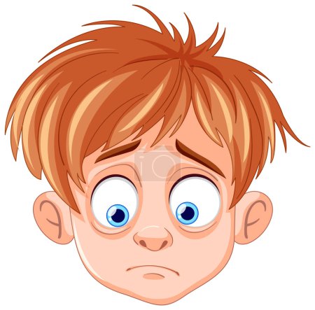 Ilustración de Ilustración vectorial de un niño con una expresión preocupada. - Imagen libre de derechos