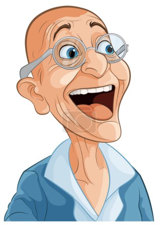 Vektorillustration eines glücklichen, älteren Mannes, der lächelt.