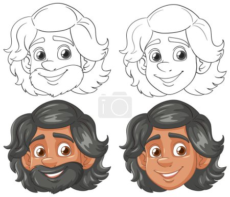 Illustration for Four vector illustrations of smiling, happy faces - Royalty Free Image