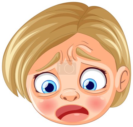 Vector illustration of a young girl looking worried.