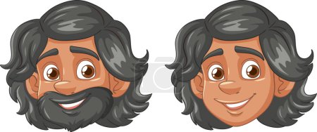Illustration for Vector illustration of a man with two expressions. - Royalty Free Image