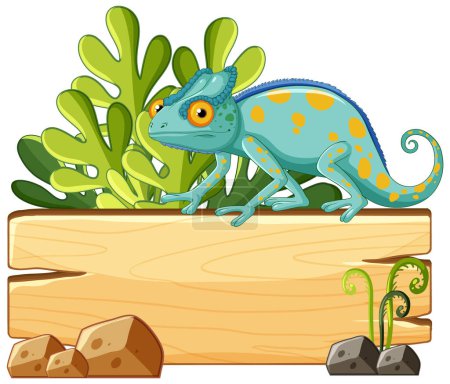 Ilustración de Ilustración vectorial de un camaleón en una señal - Imagen libre de derechos
