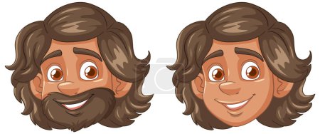 Illustration for Vector illustration of smiling male and female faces. - Royalty Free Image