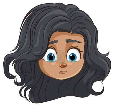 Illustration for Cartoon illustration of a concerned young female. - Royalty Free Image