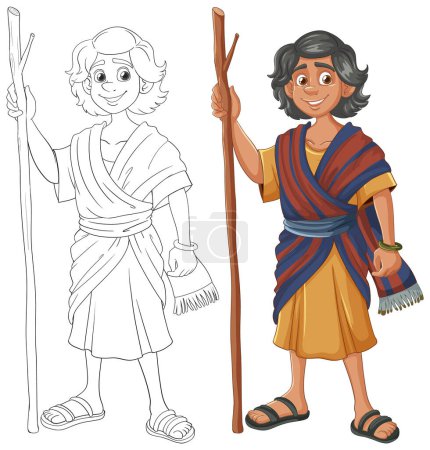 Vector illustration of a boy in ancient attire