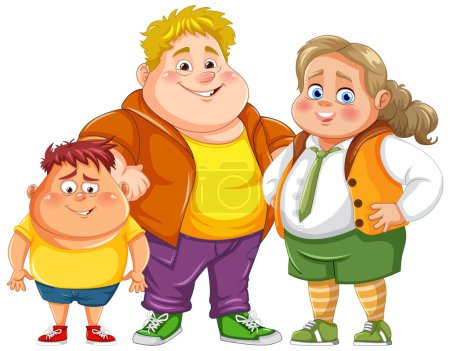 Colorful vector of a cheerful cartoon family