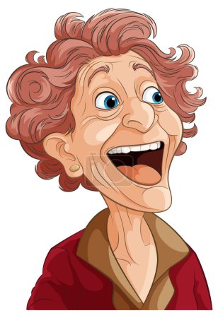 Téléchargez les illustrations : Illustration vectorielle d'une heureuse femme âgée souriante. - en licence libre de droit