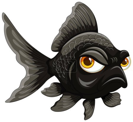 Illustration for Vector illustration of a displeased cartoon goldfish. - Royalty Free Image