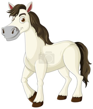 Téléchargez les illustrations : Illustration vectorielle d'un cheval blanc heureux. - en licence libre de droit