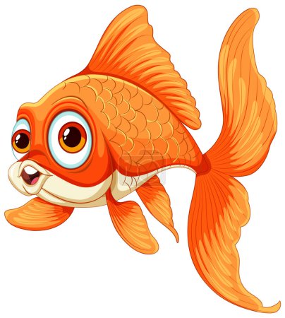 Illustration for Vibrant orange goldfish with exaggerated features - Royalty Free Image