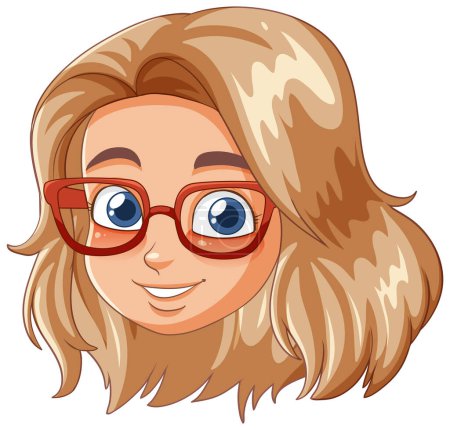 Illustration for Cheerful female character with red glasses illustration - Royalty Free Image