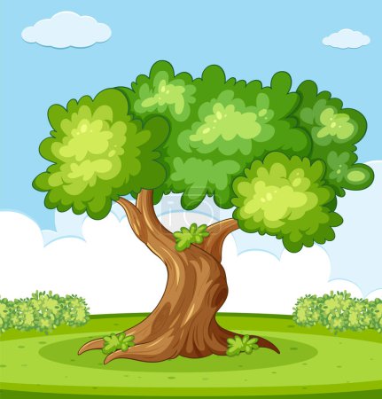 Téléchargez les illustrations : Illustration vectorielle d'un arbre vibrant par une journée ensoleillée. - en licence libre de droit