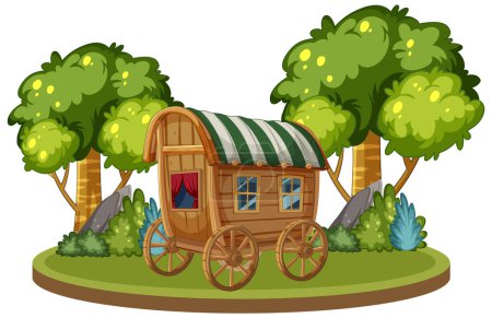 Colorful vector illustration of a whimsical wagon