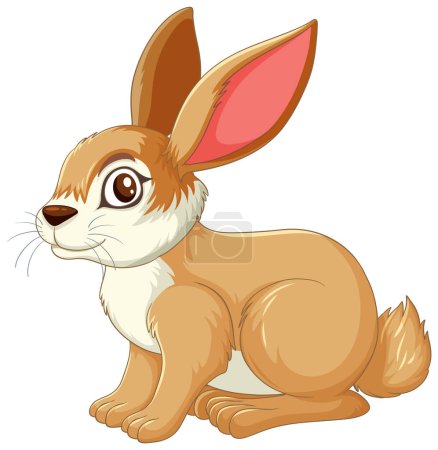 Ilustración de Adorable conejo de dibujos animados con orejas grandes - Imagen libre de derechos