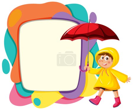 Vektorgrafik eines Kindes mit Regenschirm und Leerraum
