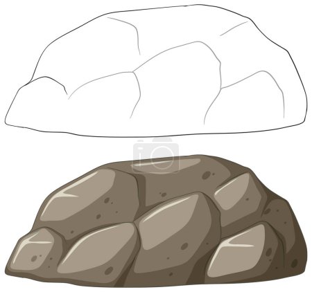 Illustration for Two rocks depicted in vector style illustration - Royalty Free Image