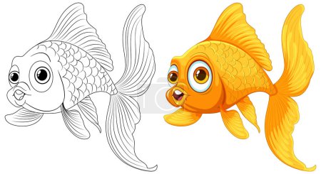 Ilustración de Ilustración vectorial de un pez dorado, coloreado y delineado. - Imagen libre de derechos