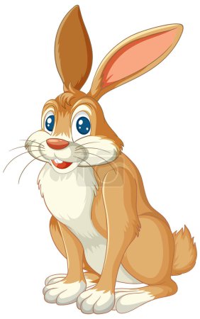 Ilustración de Gráfico vectorial de un conejo feliz y sentado - Imagen libre de derechos