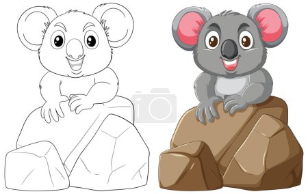 Illustration for Vector illustration of a koala, colored and line art - Royalty Free Image