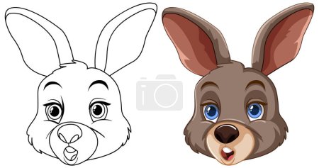 Ilustración de Ilustración de un conejo en dos etapas artísticas. - Imagen libre de derechos