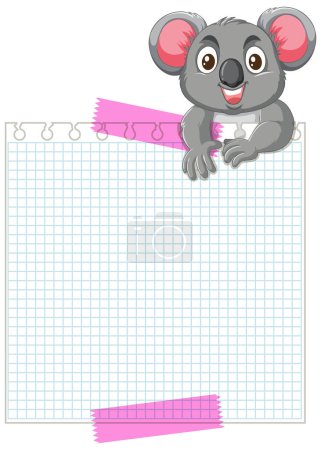 Illustration for Cute koala peeking over a blank notepad - Royalty Free Image