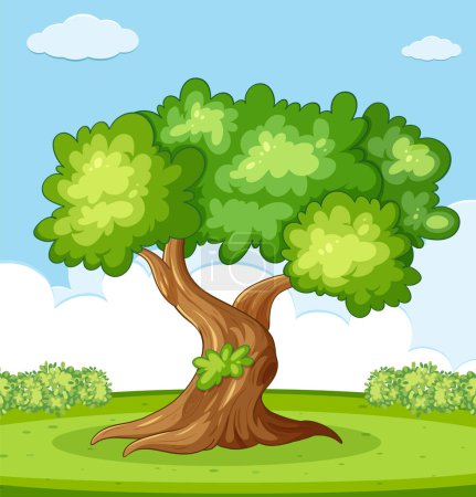 Téléchargez les illustrations : Illustration vectorielle d'un arbre vibrant par une journée ensoleillée - en licence libre de droit