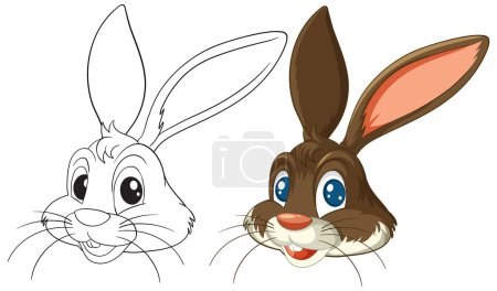 Téléchargez les illustrations : Graphique vectoriel d'un lapin de bande dessinée heureux et brun - en licence libre de droit