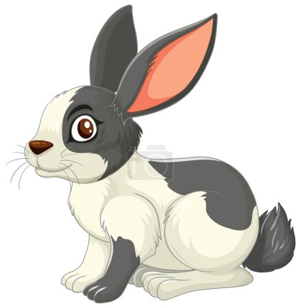 Vector graphic of an adorable black and white rabbit