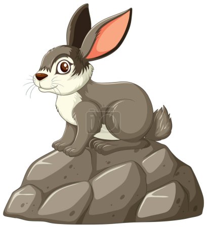 Illustration for Vector illustration of a rabbit on stones - Royalty Free Image
