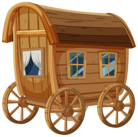 Illustration for Colorful vector art of a classic wooden wagon - Royalty Free Image