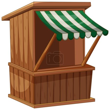 Téléchargez les illustrations : Illustration vectorielle d'une stalle traditionnelle en bois - en licence libre de droit