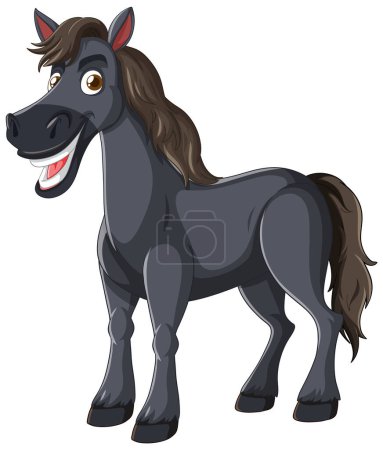 Téléchargez les illustrations : Graphique vectoriel d'un cheval heureux et souriant. - en licence libre de droit