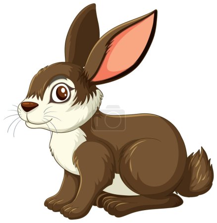 Ilustración de Adorable conejo de dibujos animados con grandes orejas sentadas - Imagen libre de derechos