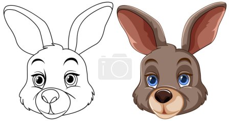 Ilustración de Arte vectorial de un conejo, delineado y coloreado - Imagen libre de derechos