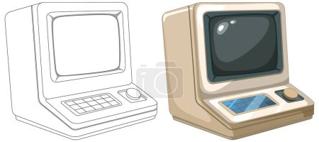 Zwei Retro-Computer mit Monitoren und Tastaturen