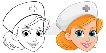 Téléchargez les illustrations : Illustration vectorielle d'un personnage d'infirmière souriante - en licence libre de droit