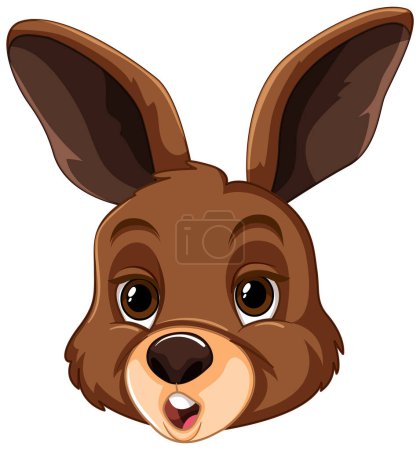 Ilustración de Adorable conejo marrón con grandes orejas y ojos - Imagen libre de derechos