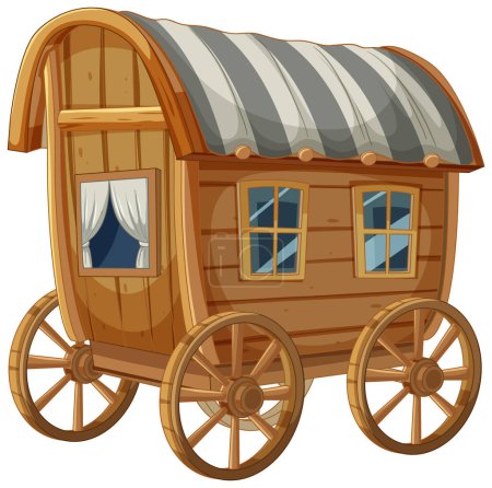 Colorful vector illustration of an old-fashioned wagon